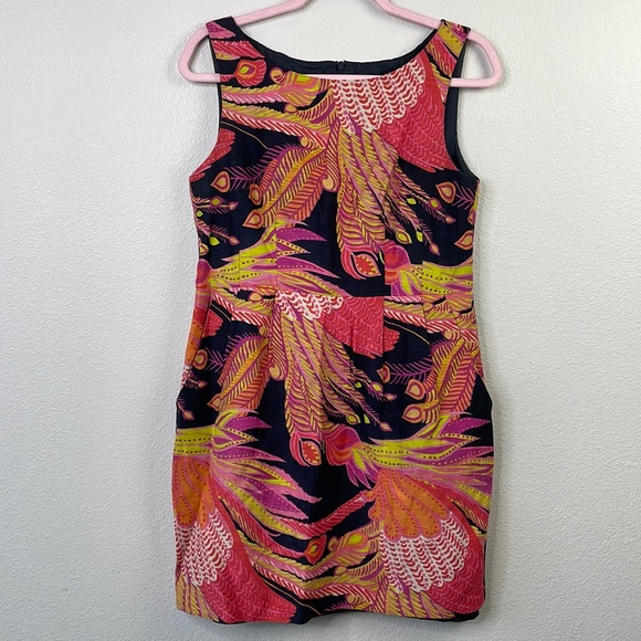 Nanette Lepore Dresses & Skirts - Nanette Lapore warm tone Peacock design mini sleeveless dress size 8